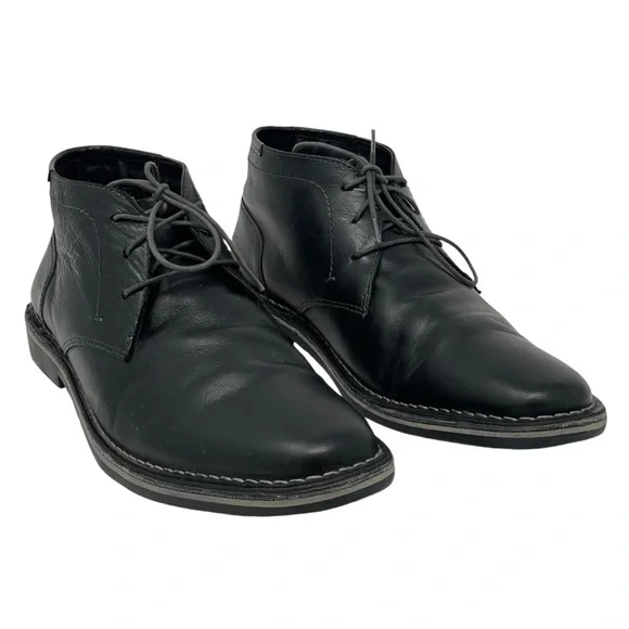 Steve Madden | Harken Black Leather Lace Up Chukka Boots - Picture 1 of 8